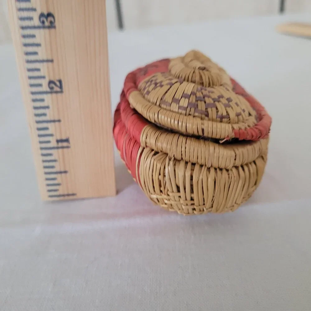 Woven Trinket Jewlery Baskets 2 Small Vintage Handmade